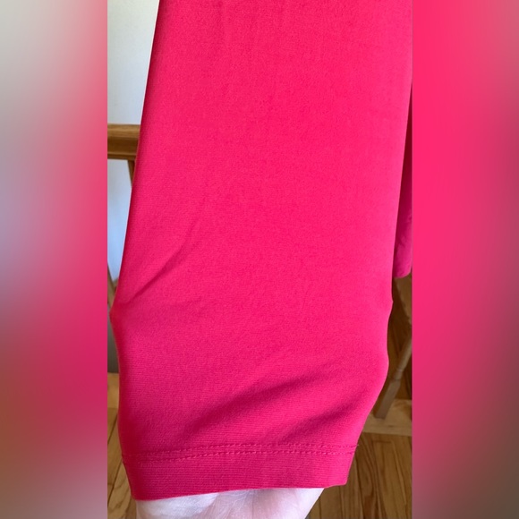 Attitudes By Renee Red/Pink Long Asymmetrical Pleated In Back  3/4 Sleeves Sz L. - Picture 4 of 13